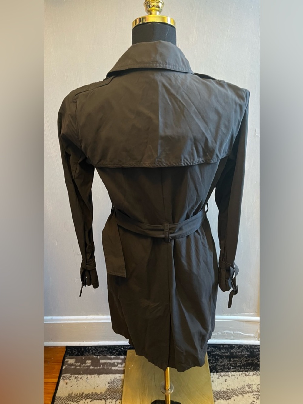 Gap Women’s Short Trench Coat. Classic Style Button Belt Green Size Small - Picture 13 of 13